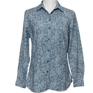 BANANA REPUBLIC FACTORY Long Sleeve Blue & White Floral Shirt - Size XS